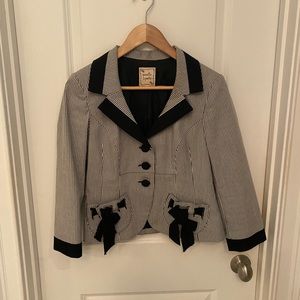 Nanette Lepore Black and White Stripe Jacket with Bow Accents.